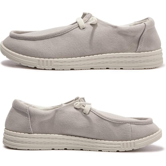 Women's V-Gray Fashion Casual Walking Canvas Low Top Flats  Sneakers Shoes - Picture 2 of 5